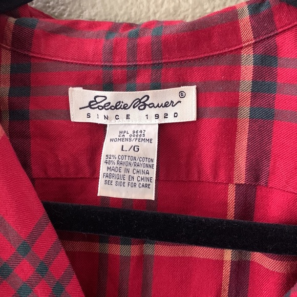 Eddie beuer plaid  cotton blend midi dress button front long sleeves holiday - Picture 9 of 15